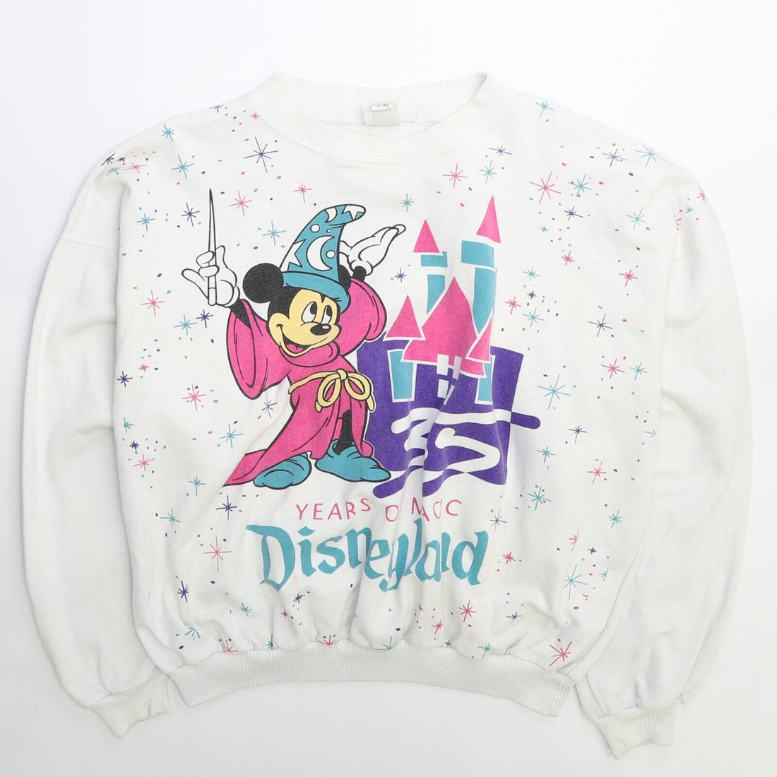 Vintage Mickey Mouse Disneyland Crewneck Sweatshirt Size L/XL All Over Print 90s