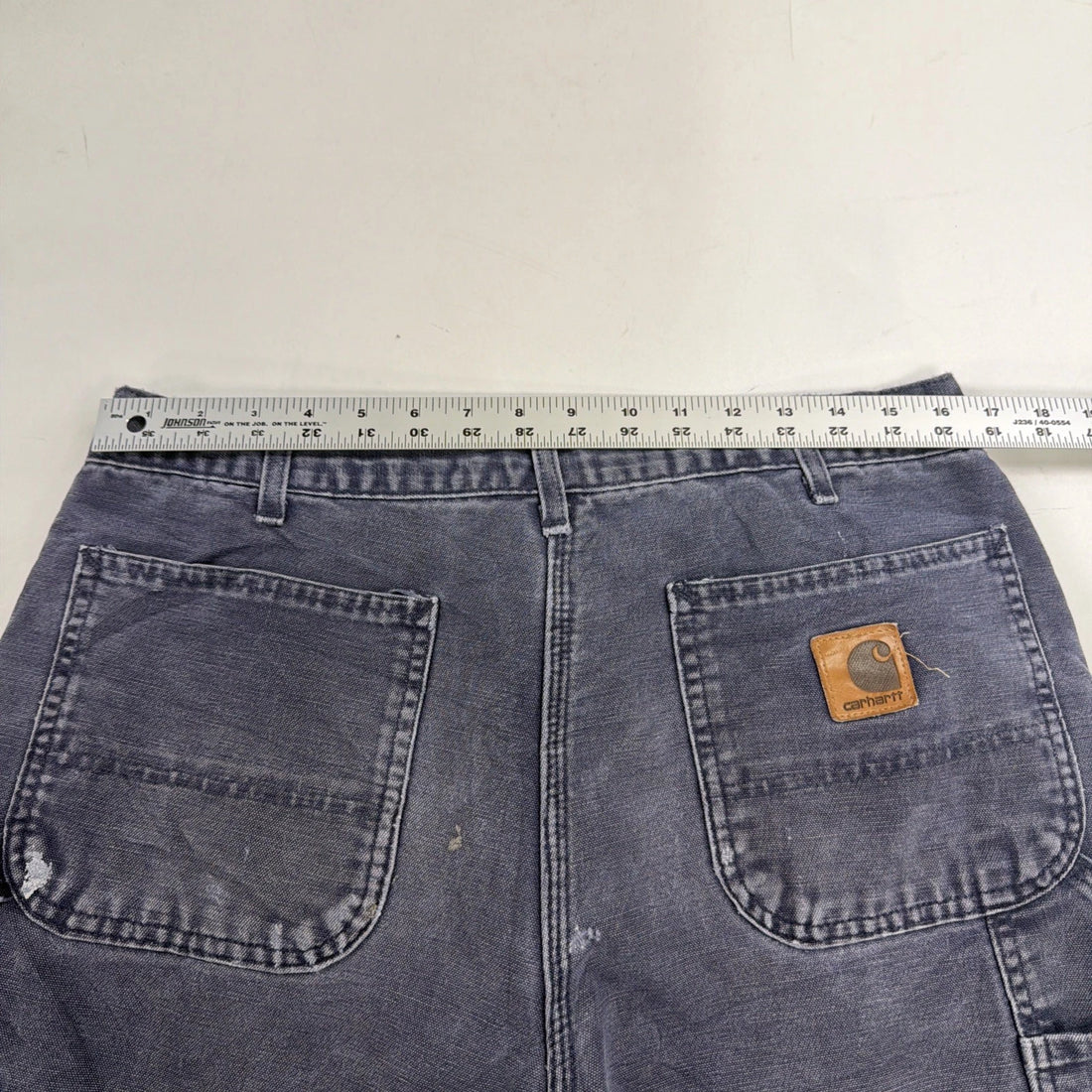 Carhartt Canvas Carpenter Work Pants Size 34 X 34 Blue Flannel Lined