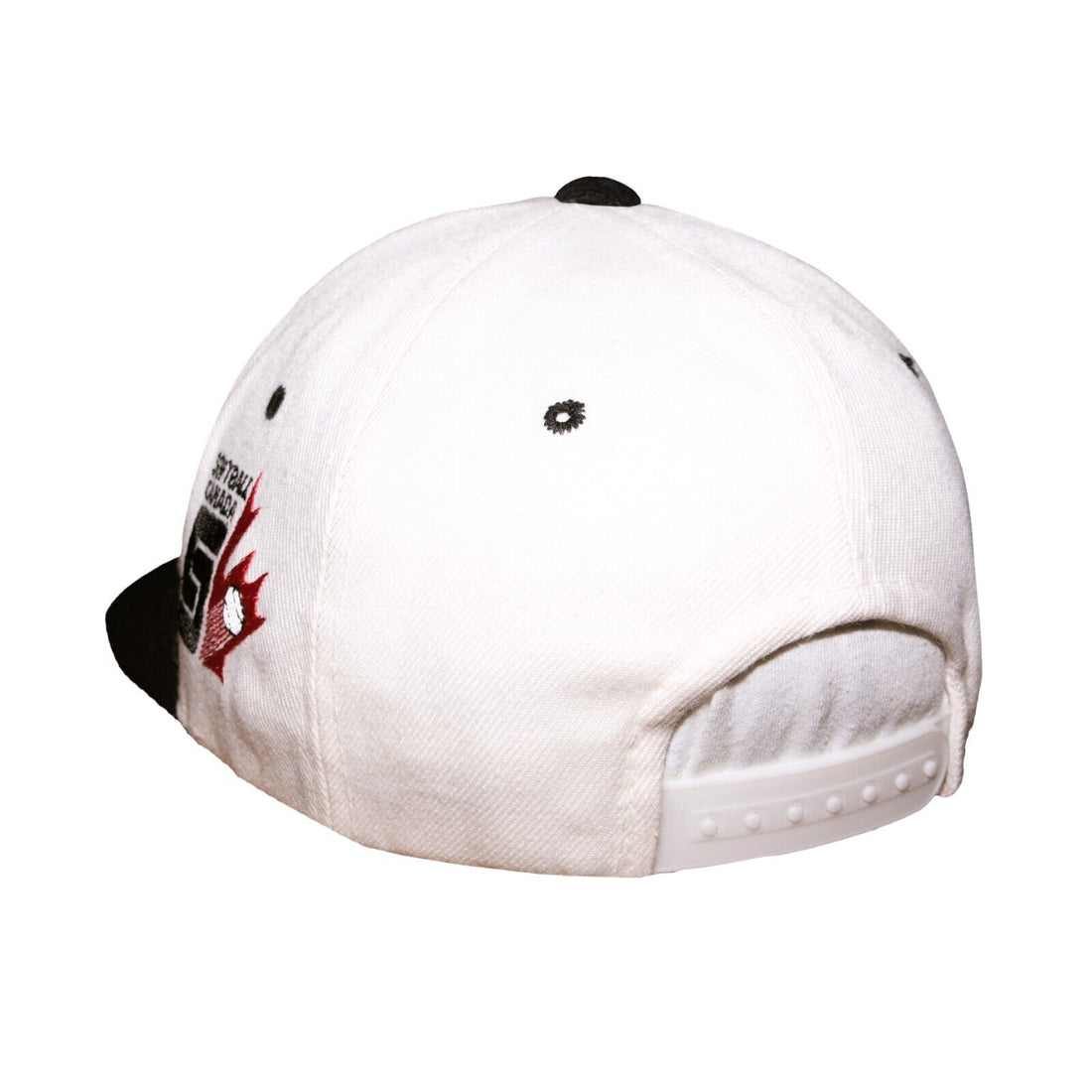 Vintage Softball Canada Umpire AJM Snapback Hat OSFA White Wrap Around 90s