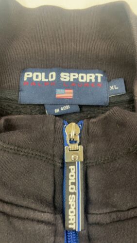 Vintage Polo Sport Ralph Lauren 1/4 Zip Pullover Sweatshirt Size XL Black 90s