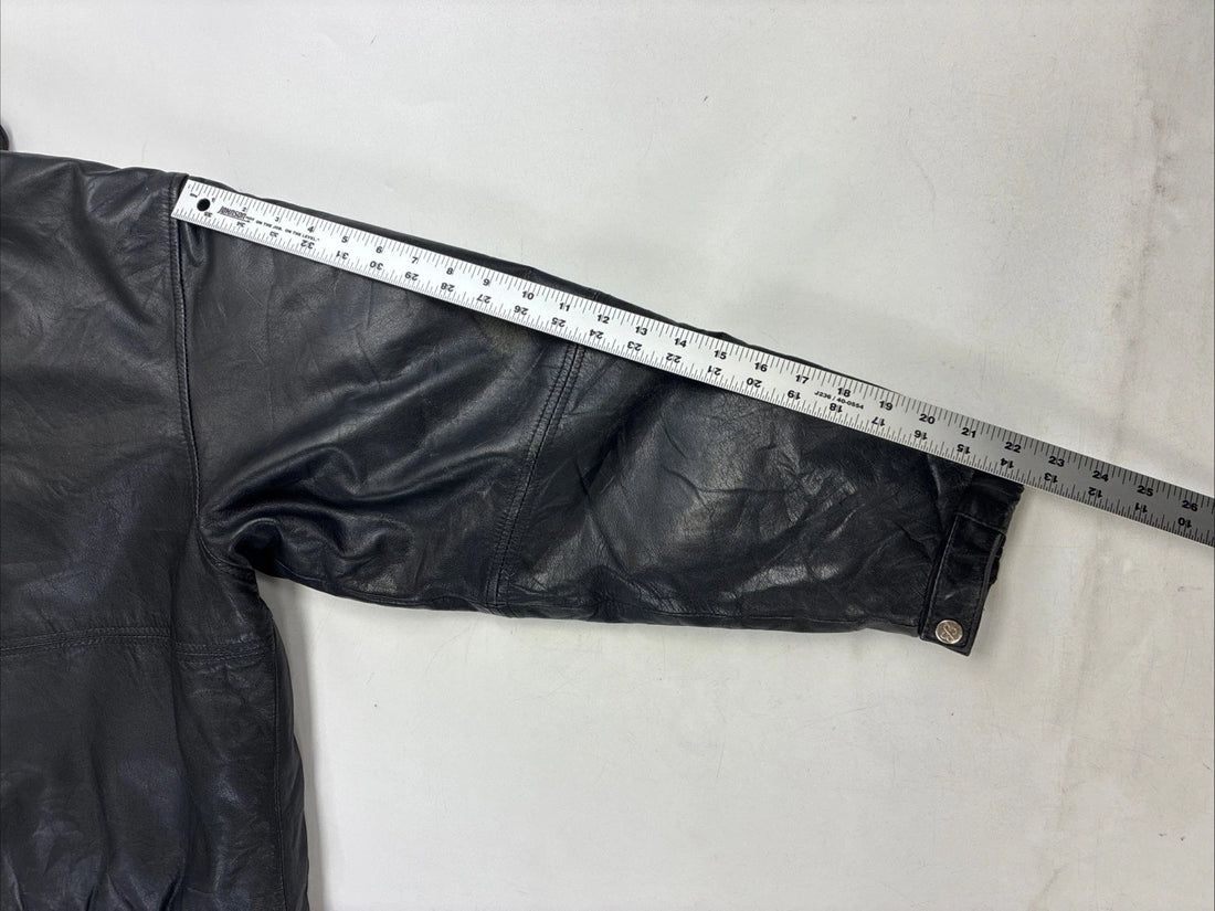 Outpost II Leather Bomber Jacket Size Large Black