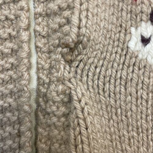 Vintage Cow Wool Knit Cowichan Sweater Size Large Lightning Zip