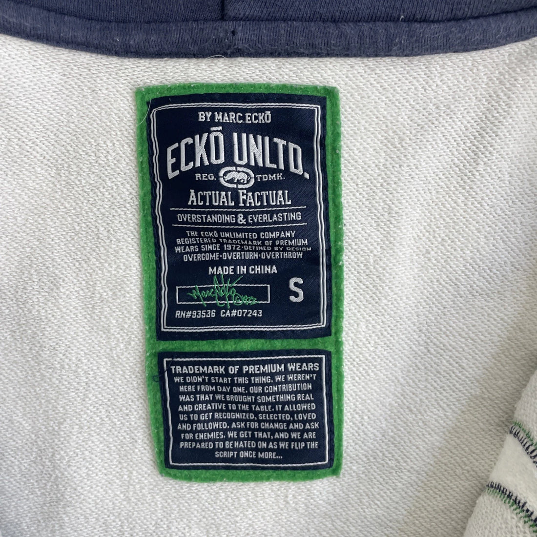 Ecko Unltd Full Zip Sweatshirt Hoodie Size Small Y2K