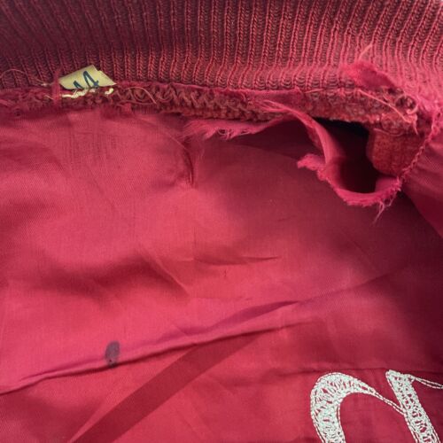 Vintage Borstad Wool Letterman Varsity Jacket Size 44 80s Red