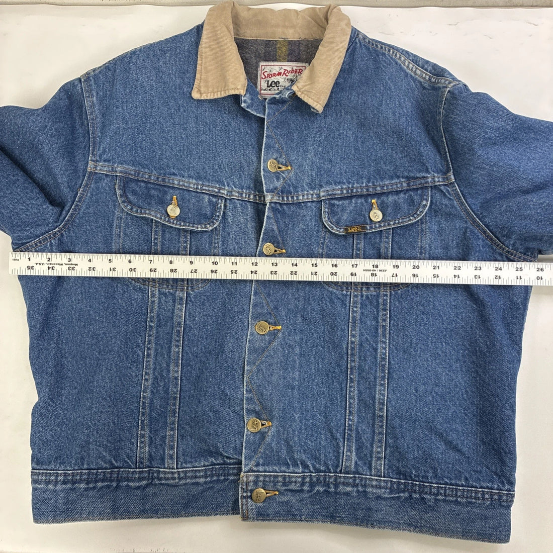 Lee Storm Rider Denim Trucker Jacket Size 46 Blanket Lined