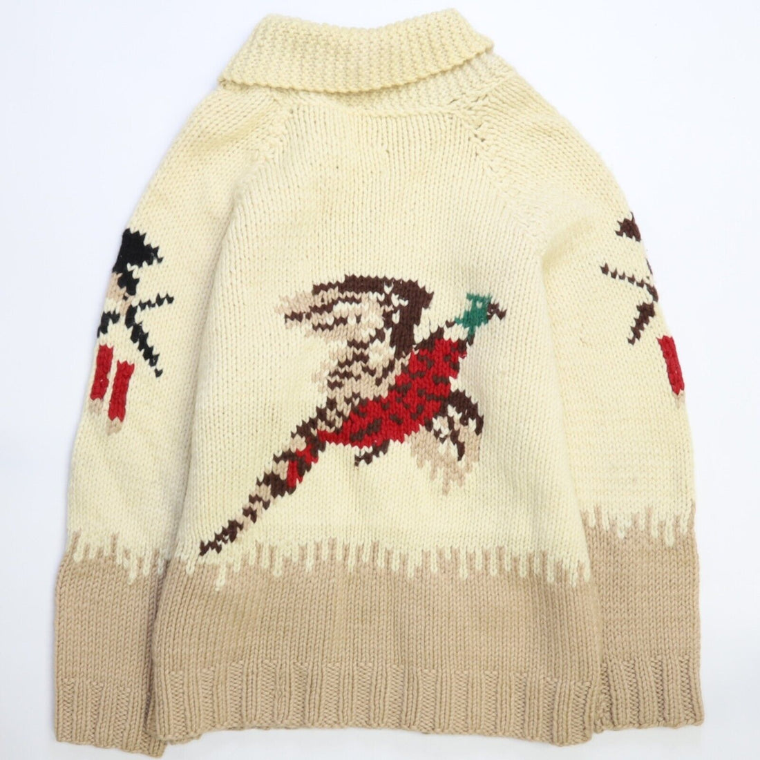 Vintage Pheasant Hunting Dog Wool Cowichan Sweater Size Medium