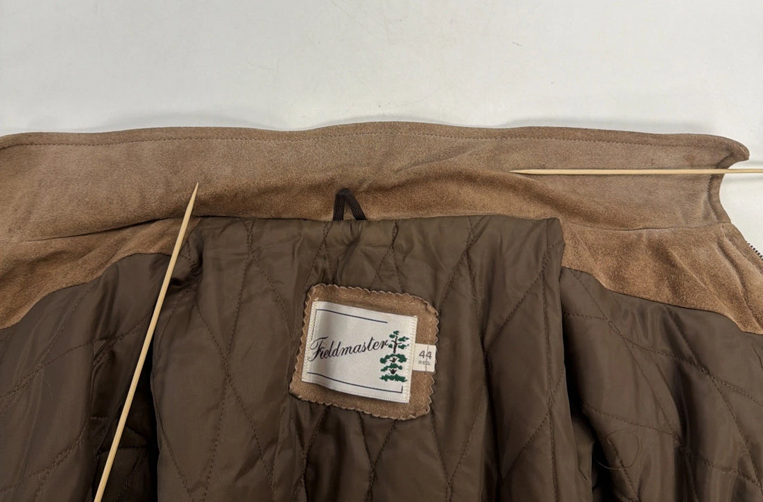 Vintage Fieldmaster Leather Suede Bomber Jacket Size 44 Brown