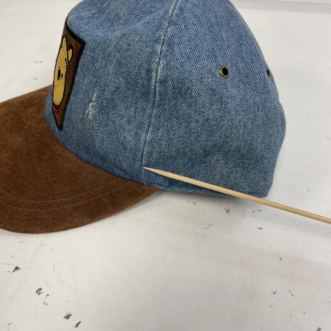 Vintage Winnie The Pooh Disney Denim Leather Hat Cap OSFA