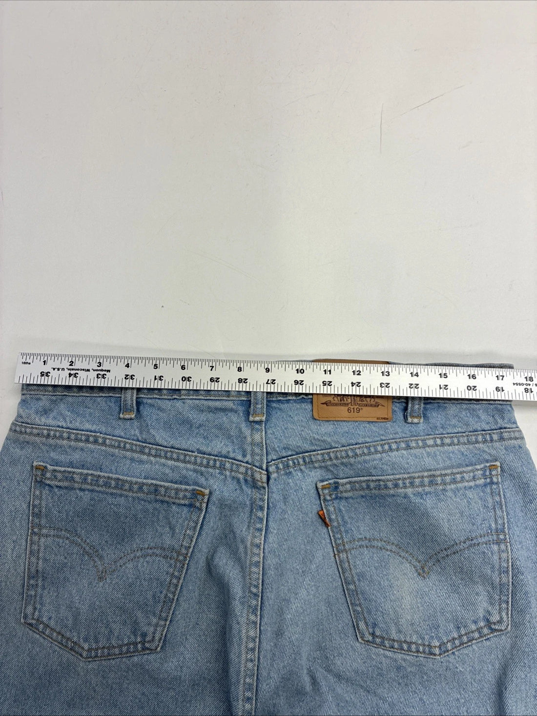 Vintage Levi Strauss & Co 619 Denim Jeans Pants 38 X 32 Light Wash Orange Tab