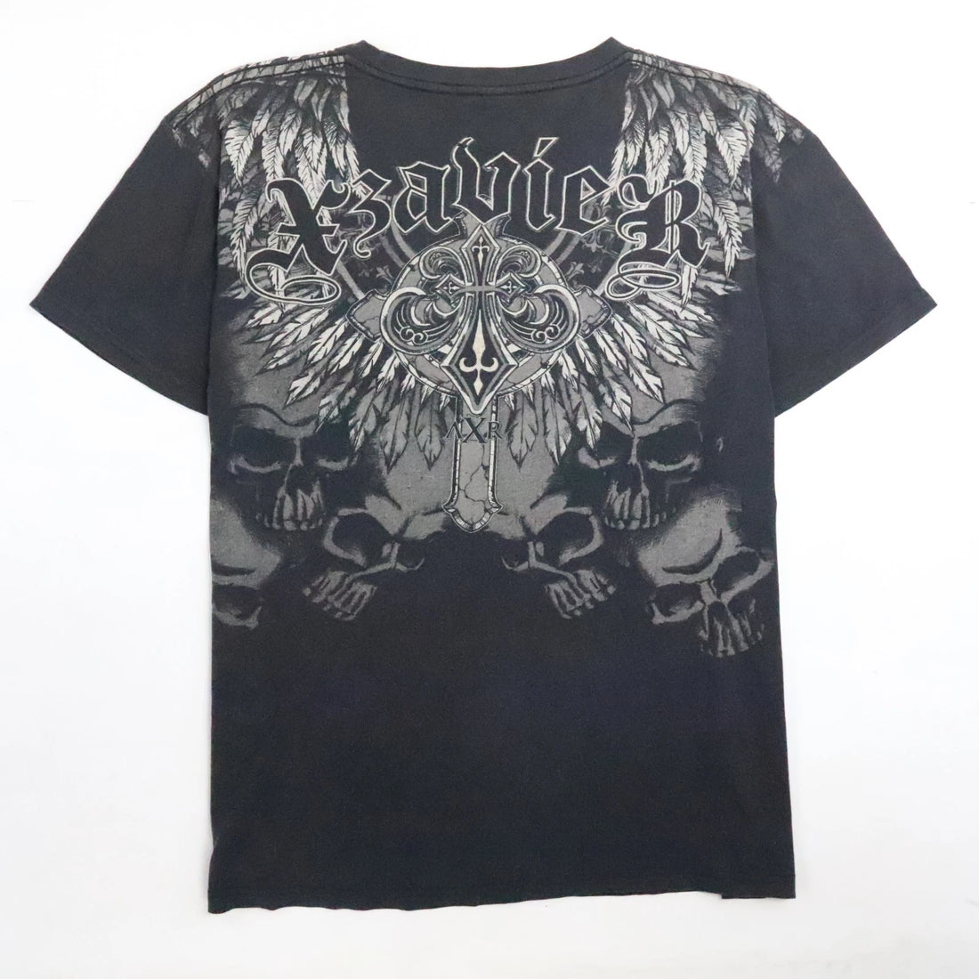 Xzavier Skull Cross T-Shirt Size 2XL All Over Print Y2K Style