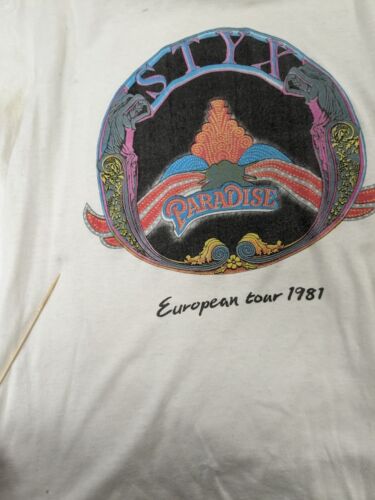 Vintage Styx Paradise European Tour Ringer T-Shirt Small Band Tee 1981 80s