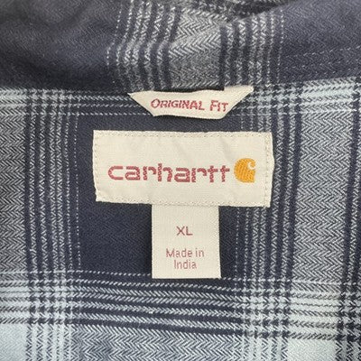 Carhartt Button Up Shirt Size XL Blue Plaid