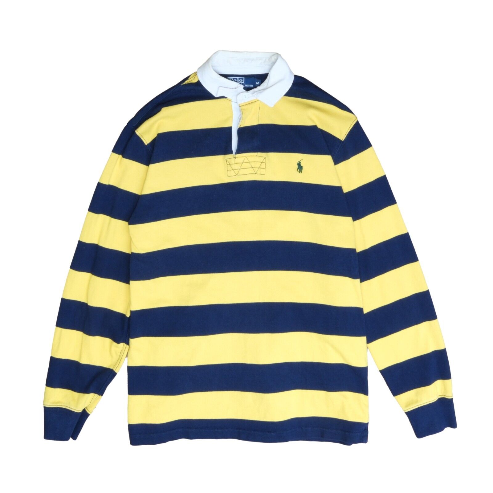 Vintage Polo Ralph Lauren Rugby Shirt Medium Striped Yellow Blue