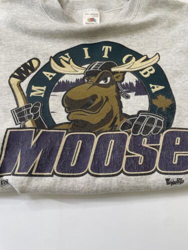 Vintage Manitoba Moose Hockey Crewneck Sweatshirt Size Medium 90s IHL