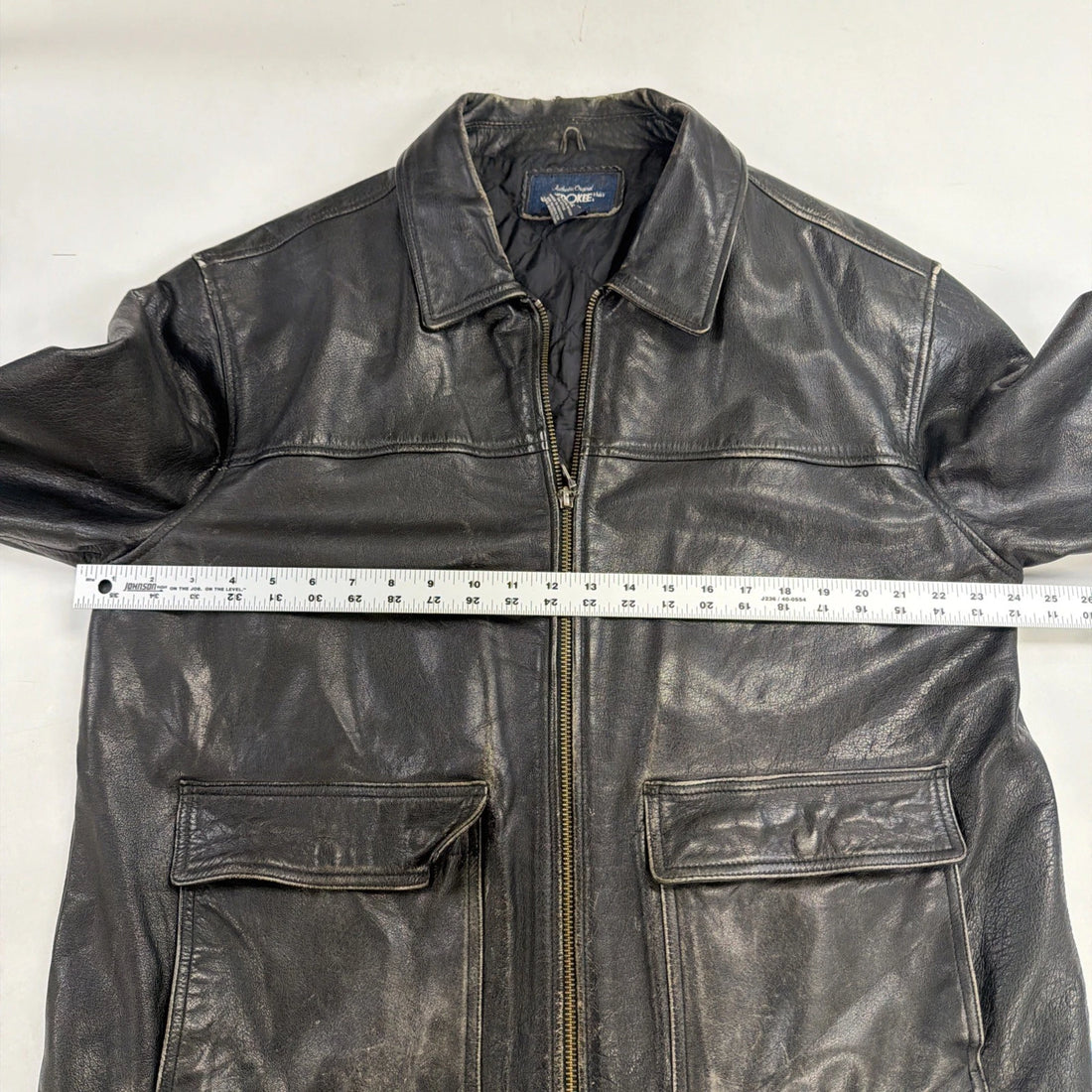 Vintage Cherokee Leather Bomber Jacket Size Large Black