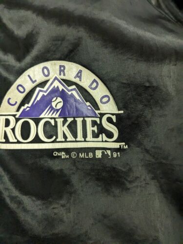 Vintage Colorado Rockies Satin Bomber Jacket Size Large 1991 90s MLB
