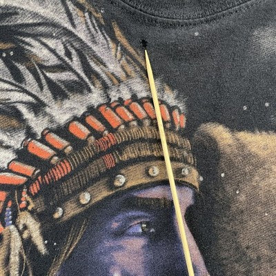 Vintage Native American Bear Liquid Blue T-Shirt Large All Over Print 1998 90s