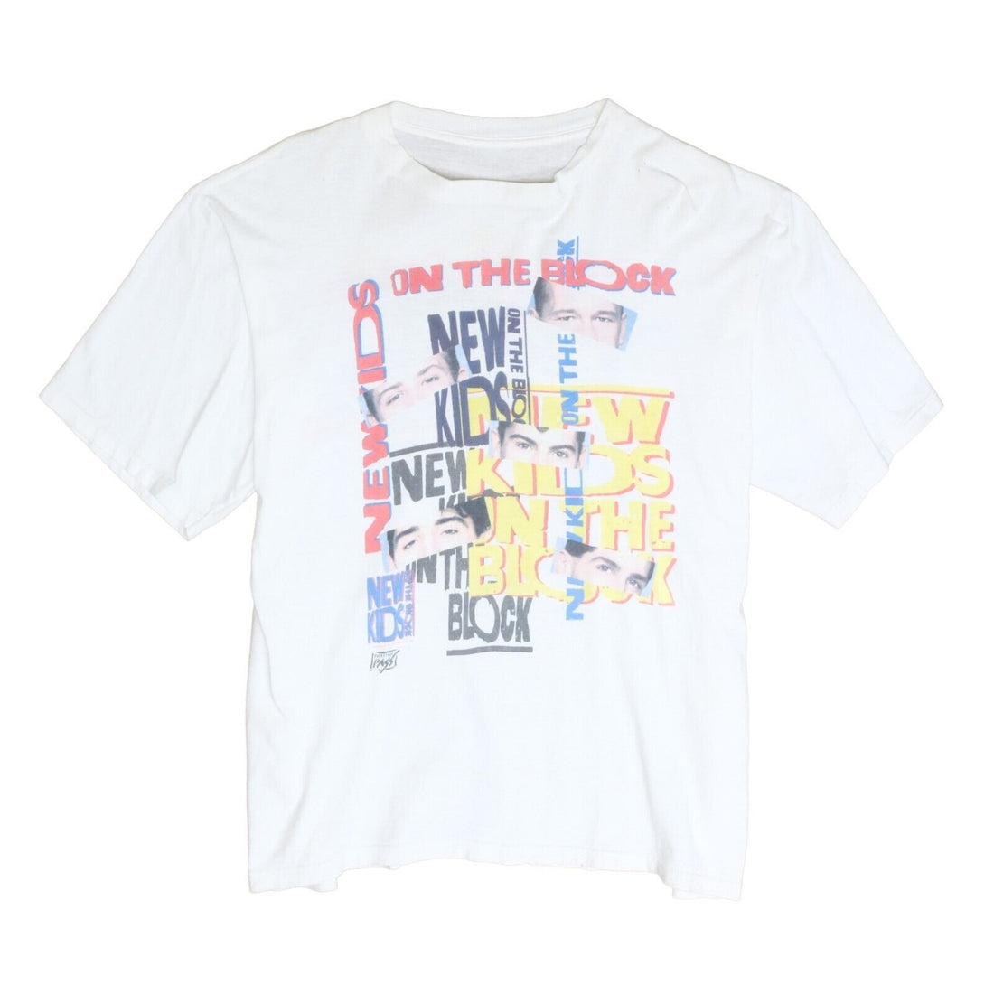Vintage New Kids On The Block T-Shirt Size XL White Boy Band Tee 1989 80s