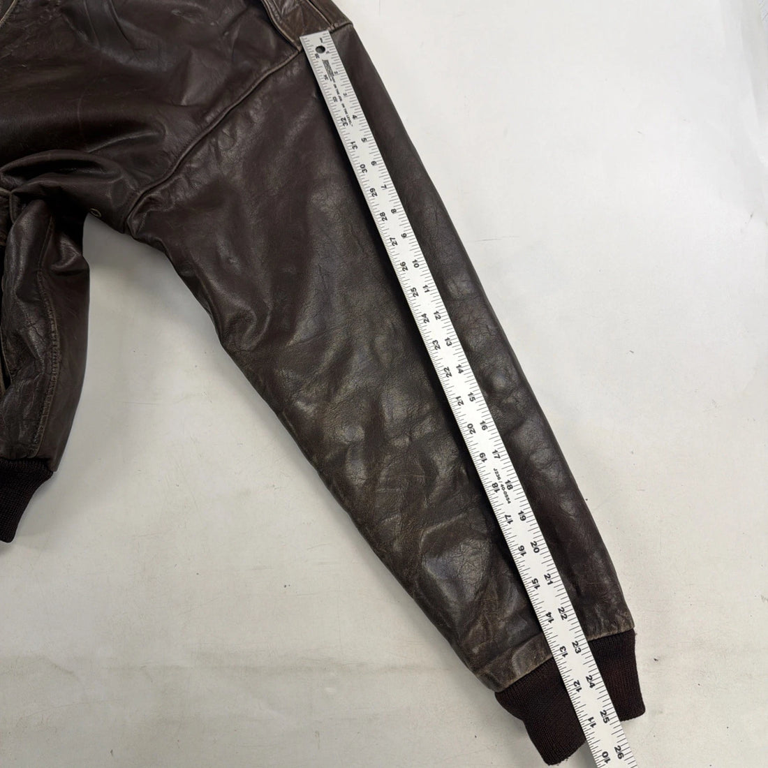 Vintage Lands End Leather Bomber Jacket Size Large Tall Brown