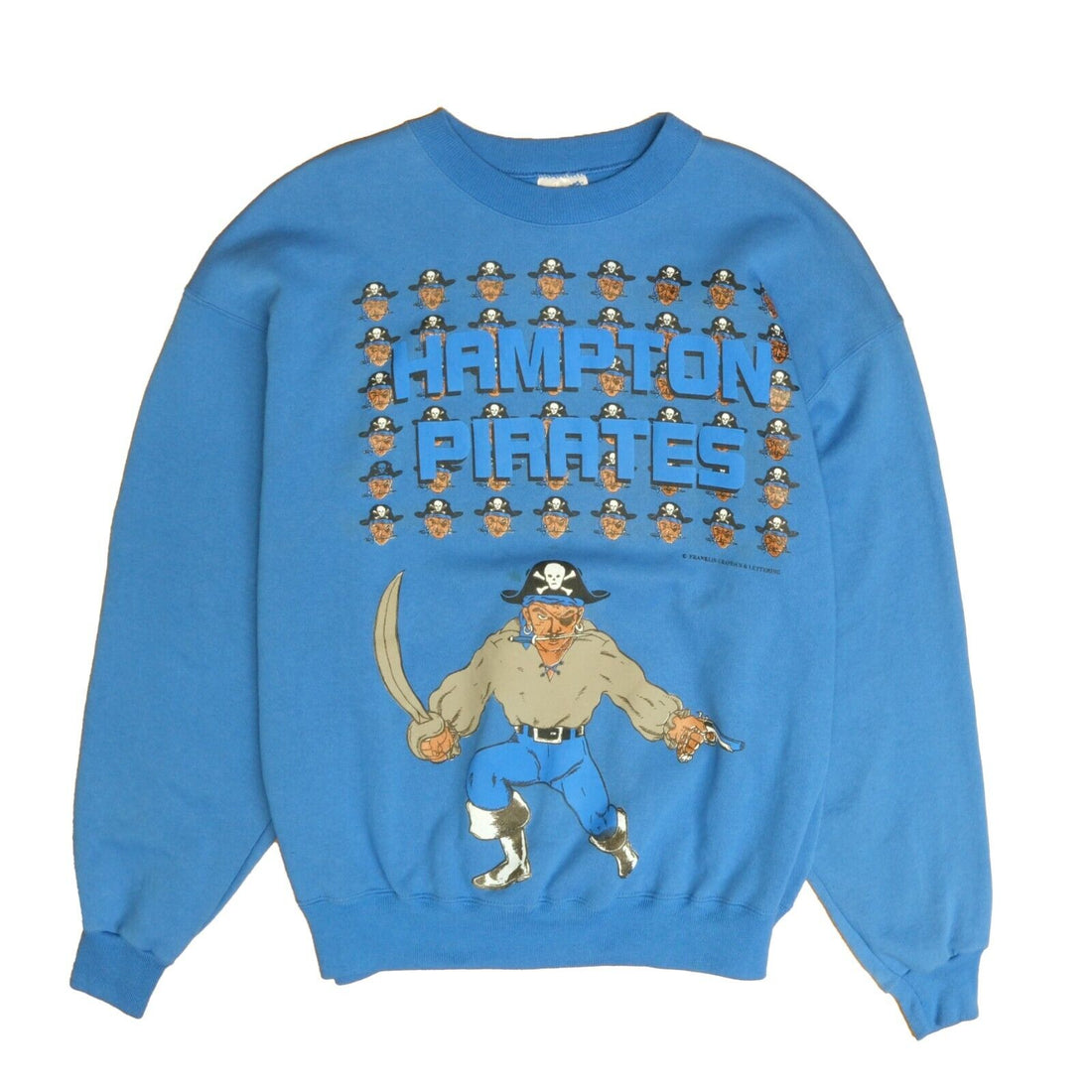 Vintage Hampton Pirates Sweatshirt Crewneck Size XL Blue 90s NCAA
