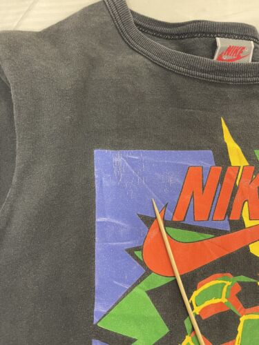 Vintage Nike Soccer T-Shirt Size Large Black 80s 90s