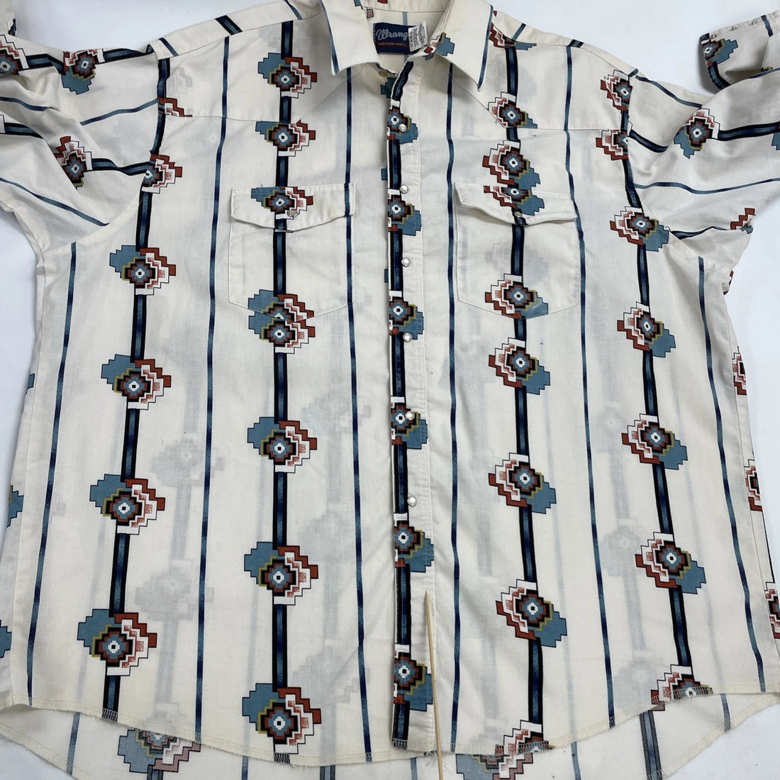 Vintage Wrangler Western Aztec Pearl Snap Shirt Size 2XL