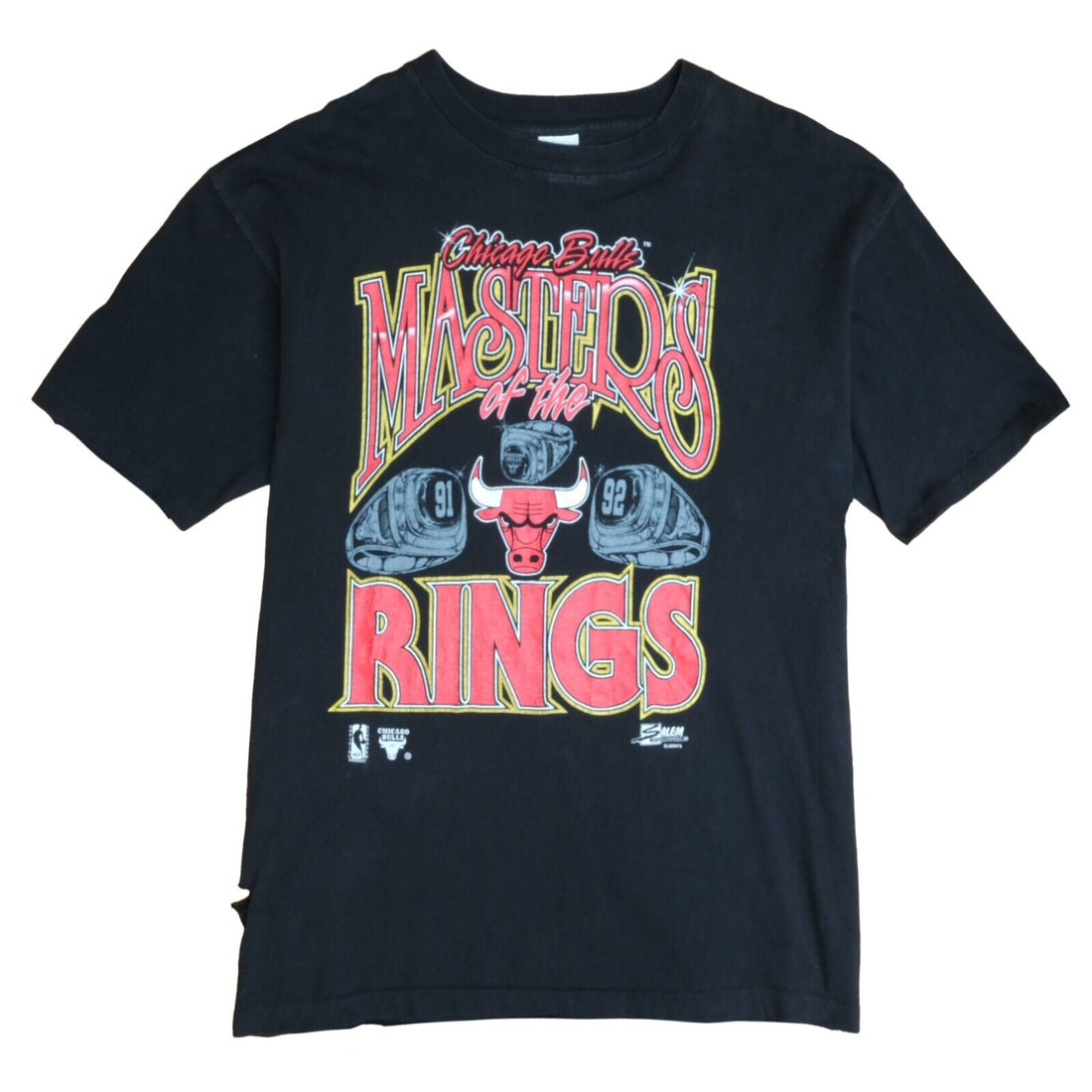 Vintage Chicago Bulls Master Of The Rings Salem T-Shirt Size XL Black 90s NBA