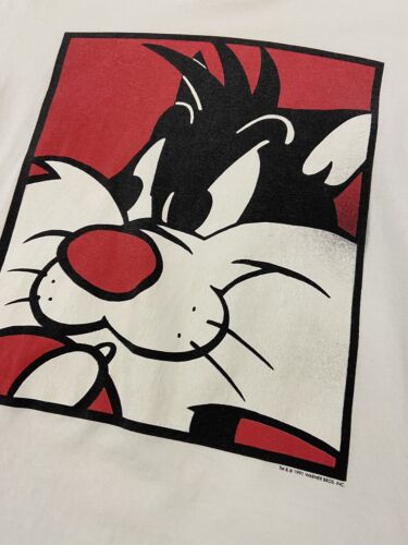 Vintage Sylvester Looney Tunes T-Shirt Size Large Warner Bros 1991 90s