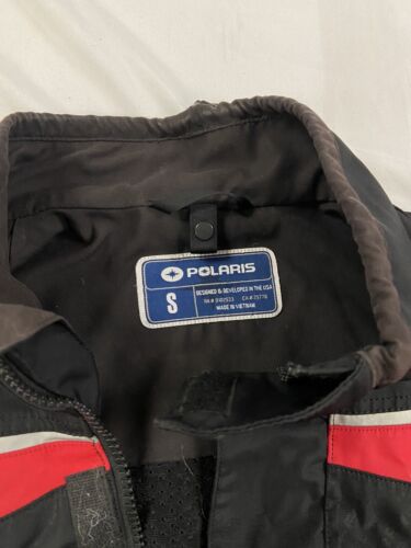 Vintage Polaris Racing Jacket Size Small Black Red Snowmobile