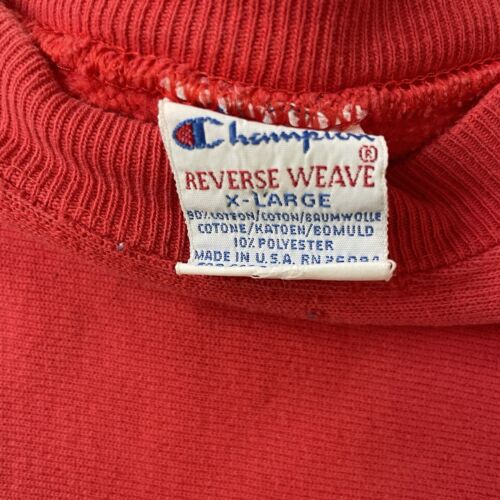 Vintage Champion Reverse Weave Crewneck Sweatshirt Size XL Red 90s