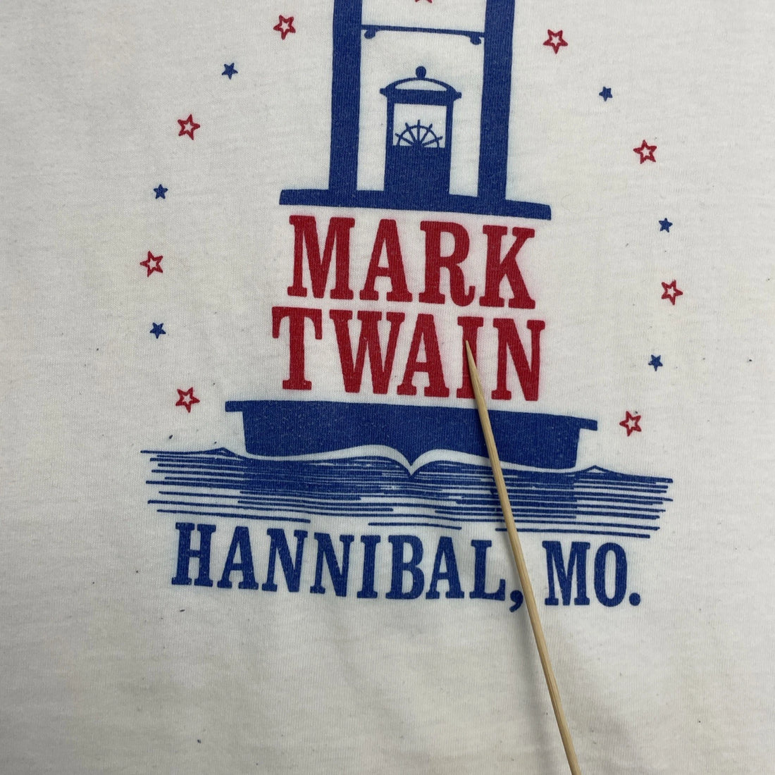 Vintage Mark Twain Hannibal Missouri Champion Ringer T-Shirt Size Large 80s