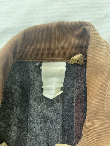Vintage Carhartt Canvas Chore Work Jacket Size Large Khaki Blanket Lined