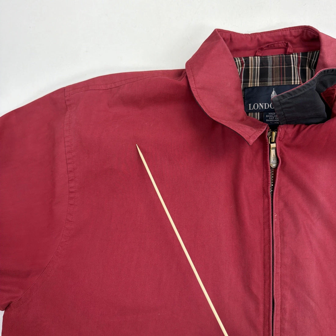 Vintage London Fog Harrington Bomber Jacket Size Large Red Plaid Lined