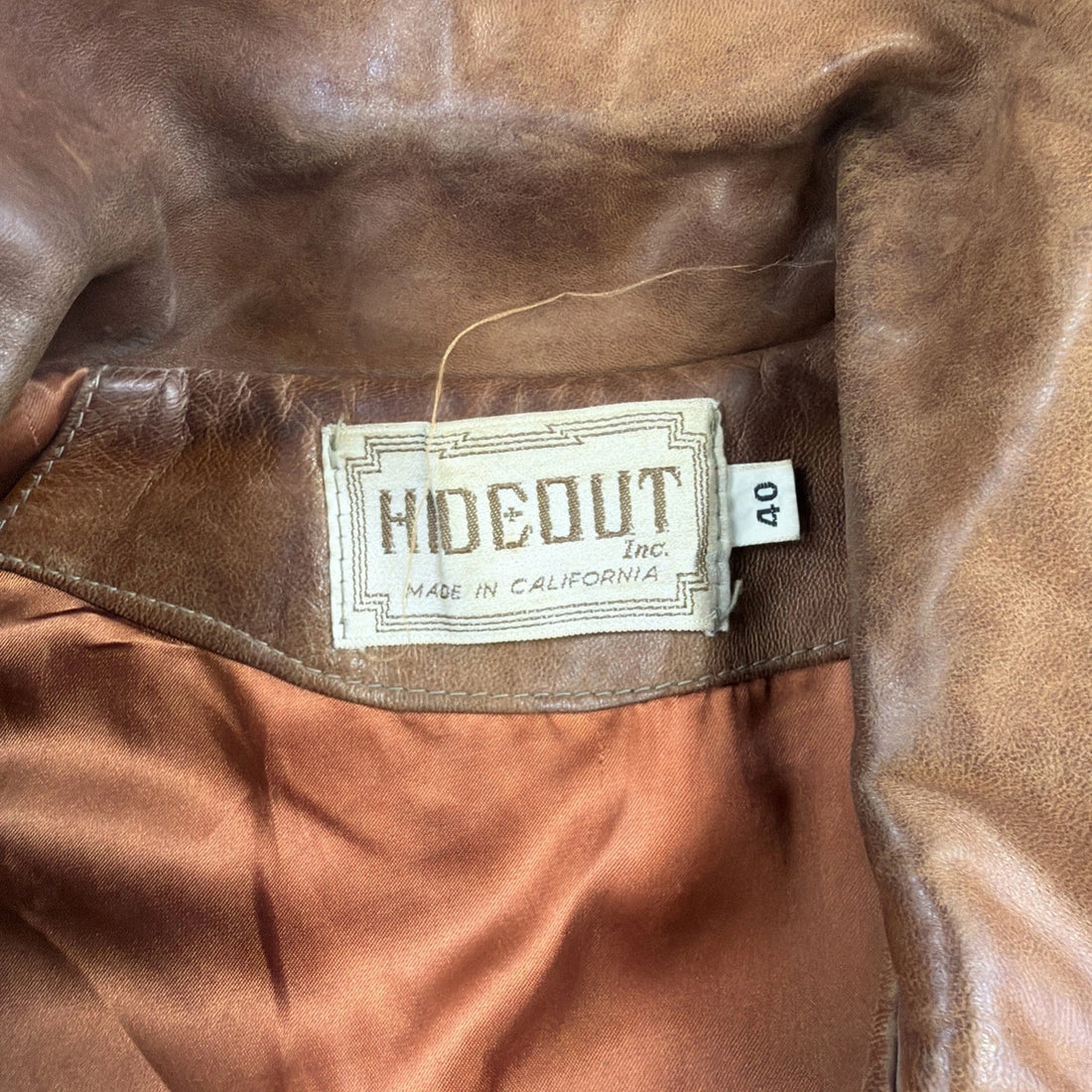 Vintage Hideout Leather Jacket Size 40 Brown Talon Zip 1950s 50s