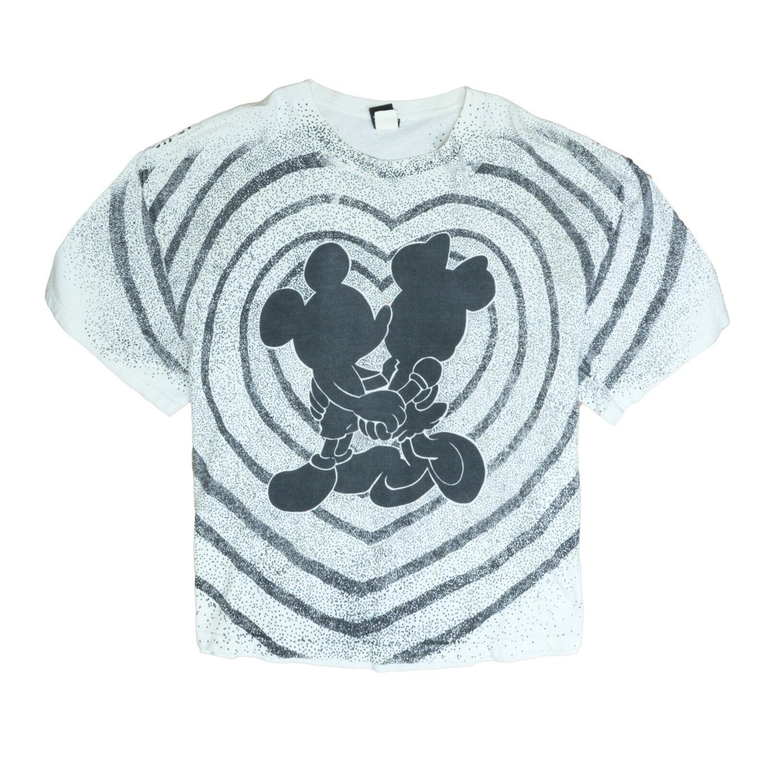 Vintage Mickey Minnie Mouse Silhouette Disney T-Shirt 3XL All Over Print 90s