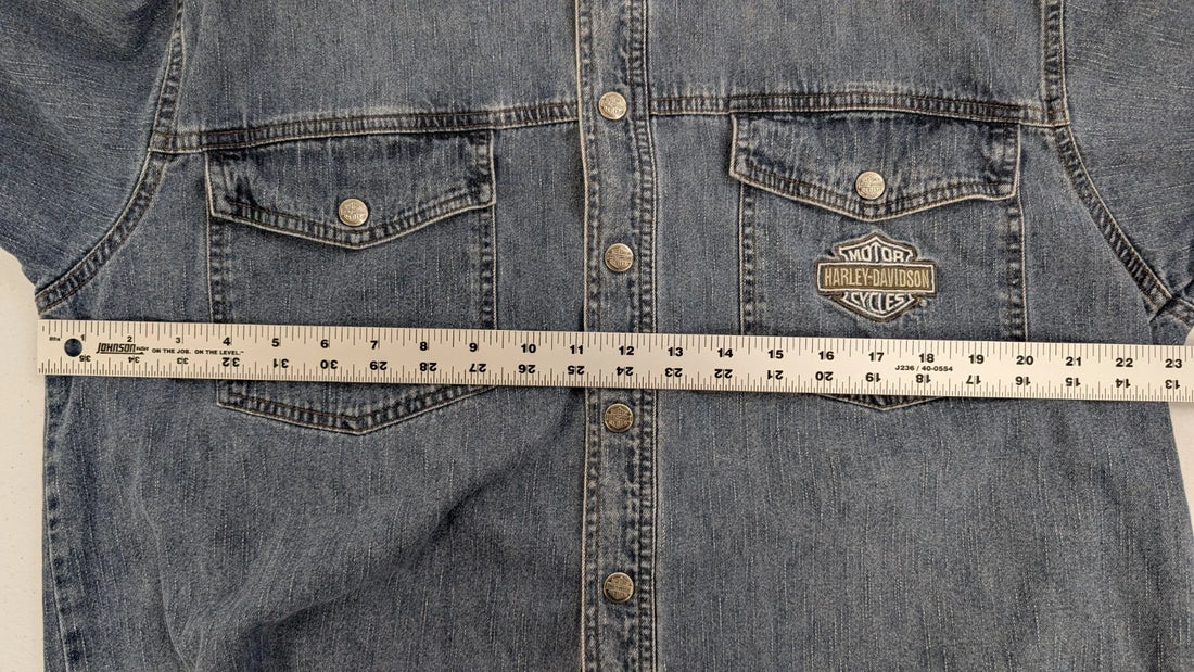 Harley Davidson Motorcycles Denim Short Sleeve Shirt Size Large