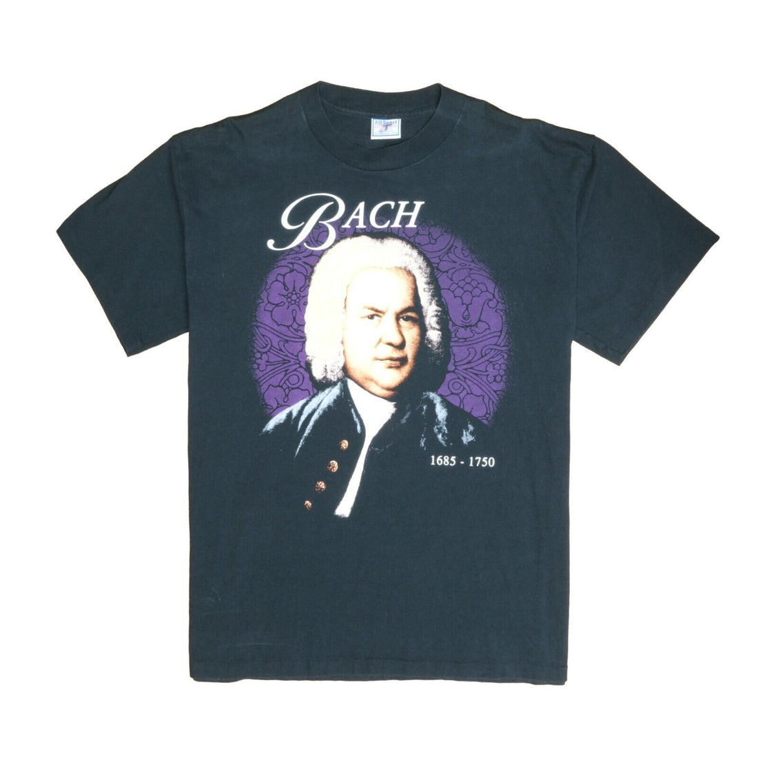 Vintage Johann Sebastian Bach Portrait T-Shirt Size XL Music Composer 90s