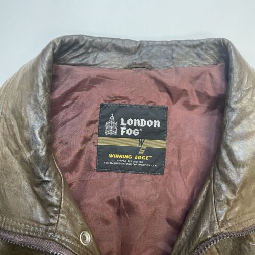 Vintage London Fog Leather Bomber Jacket Size Large Brown