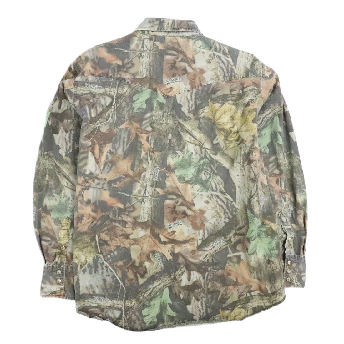 Vintage Wrangler Advantage Timber Camo Pearl Snap Shirt Size XL