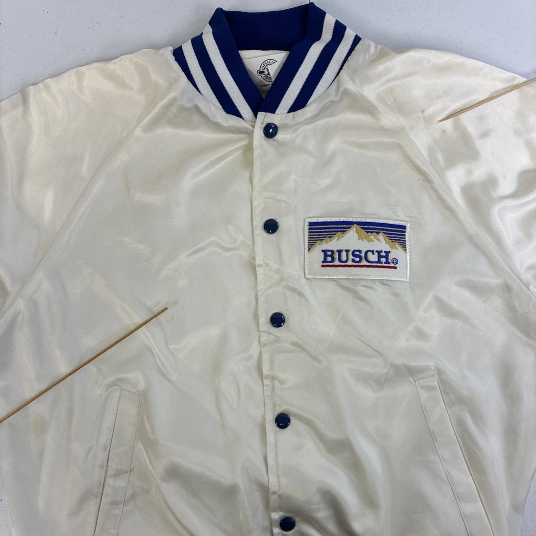 Vintage Busch Satin Bomber Jacket Size Large Beer Promo