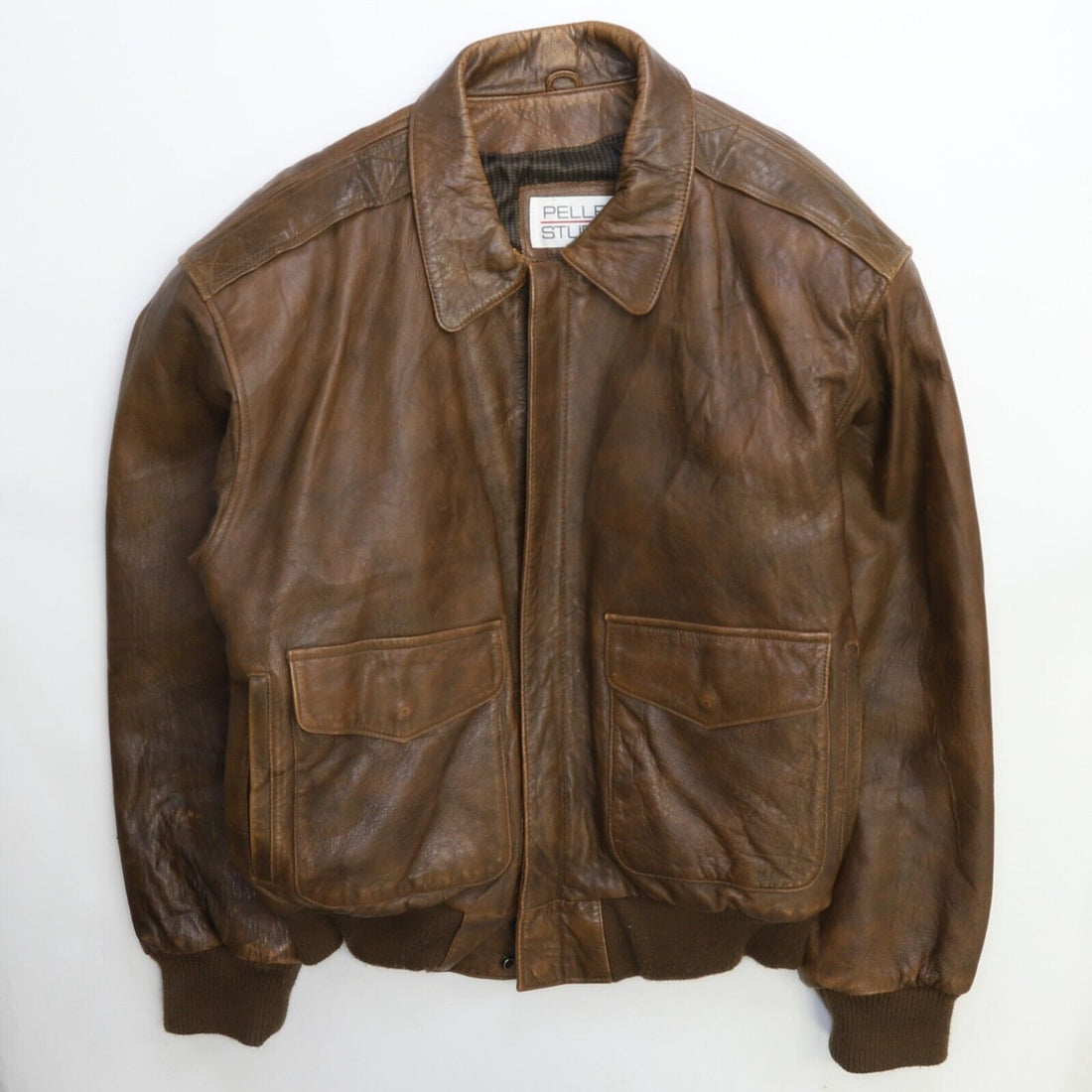 Vintage Pelle Studio Leather Bomber Jacket Size Medium Brown