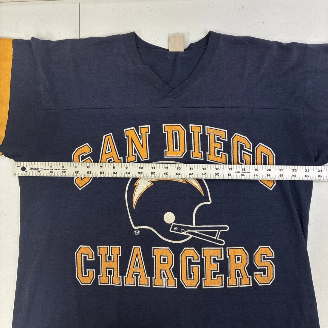 Vintage San Diego Chargers Logo 7 Raglan Jersey T-Shirt Size XL