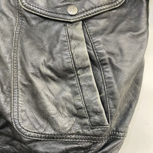 Vintage Leather Bomber Jacket Size Large Black