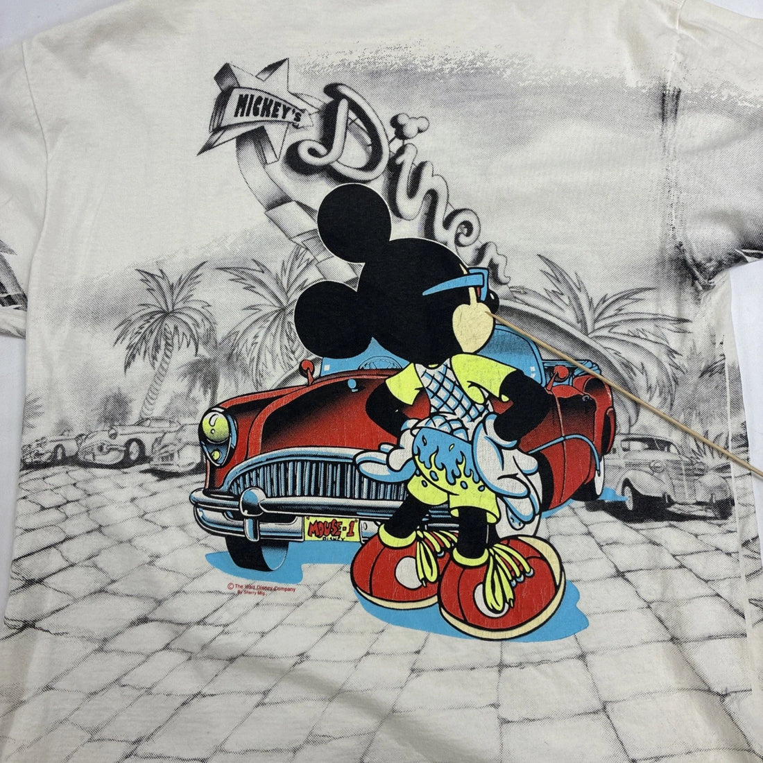 Vintage Mickey Mouse Diner Florida Disney T-Shirt XL All Over Print 90s