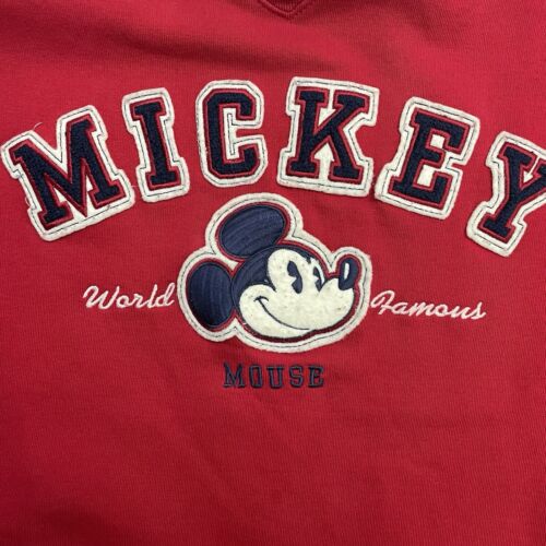 Vintage Mickey Mouse Sweatshirt Crewneck Size Small Red Disney 90s