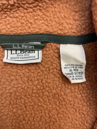 L.L. Bean Pullover Fleece Jacket Size XL Orange