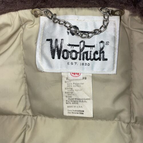 Vintage Woolrich Parka Coat Jacket Size 44 Gray Mouton Lamb Trim