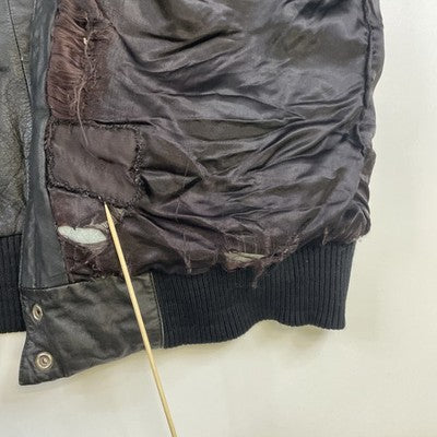 Vintage Schott Leather Bomber Jacket Size 44 Black
