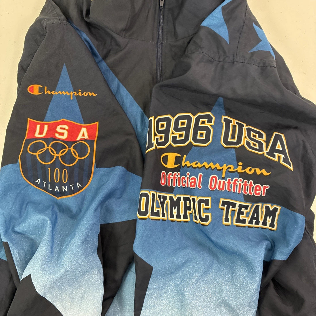 Vintage Team USA Olympic Champion Windbreaker Light Jacket Large All Over Print