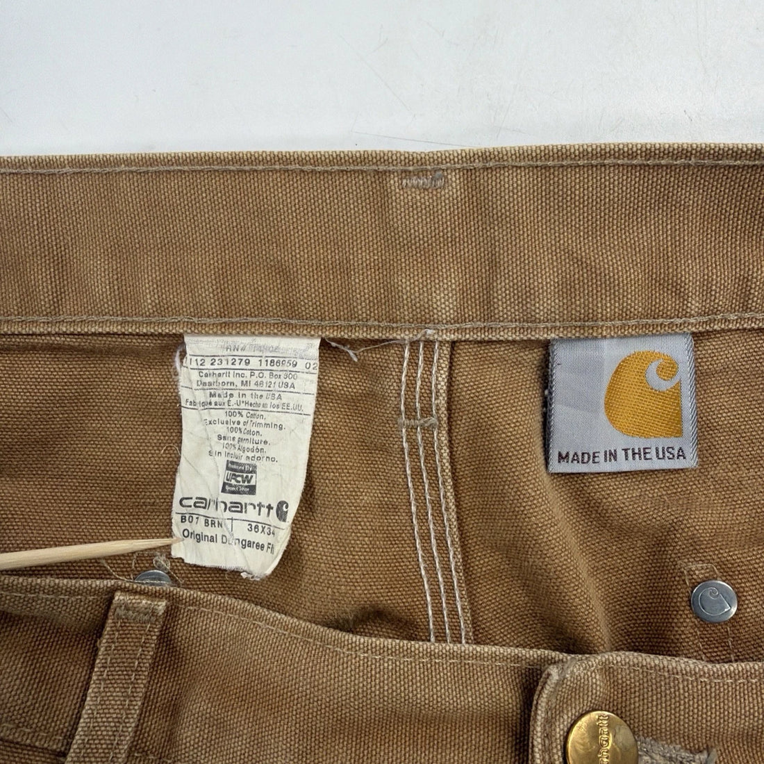 Carhartt Canvas Carpenter Double Knee Work Pants Size 36 X 34 Brown